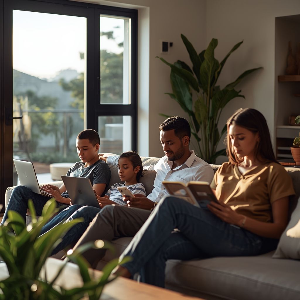 Family enjoying Edgelink fibre internet at home